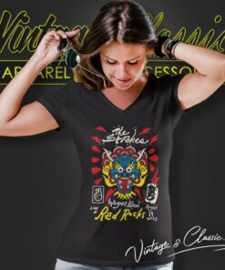 The Strokes Shirt Band Tour Red Rocks Morrison V Neck TShirt