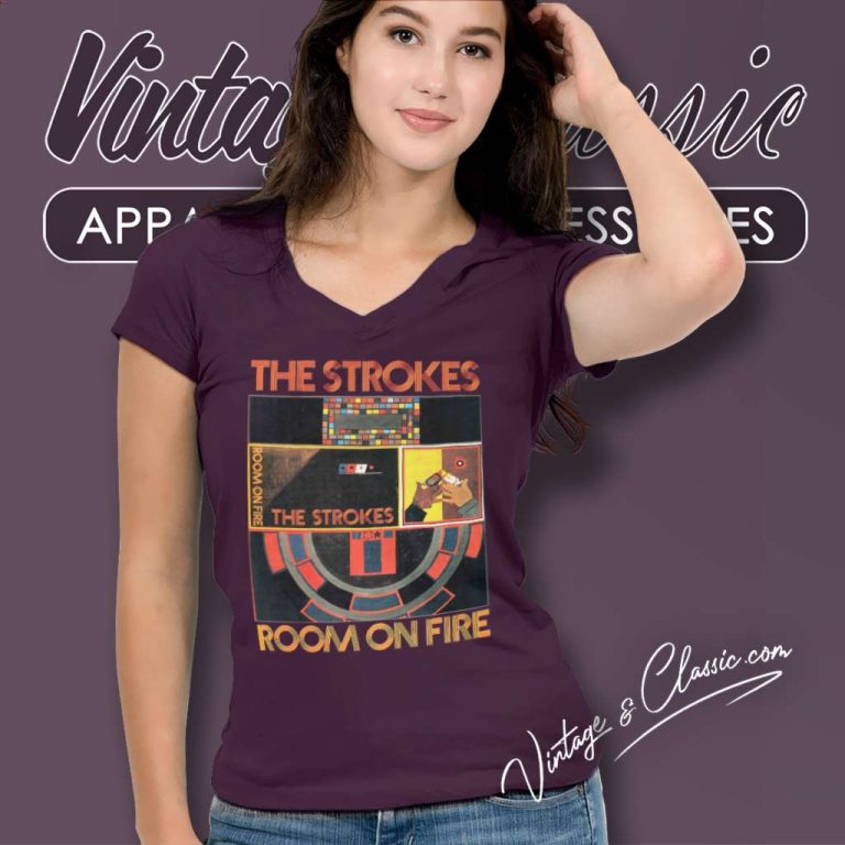 The Strokes Shirt Room On Fire V Neck TShirt The Strokes Shirt Room On Fire V Neck TShirt