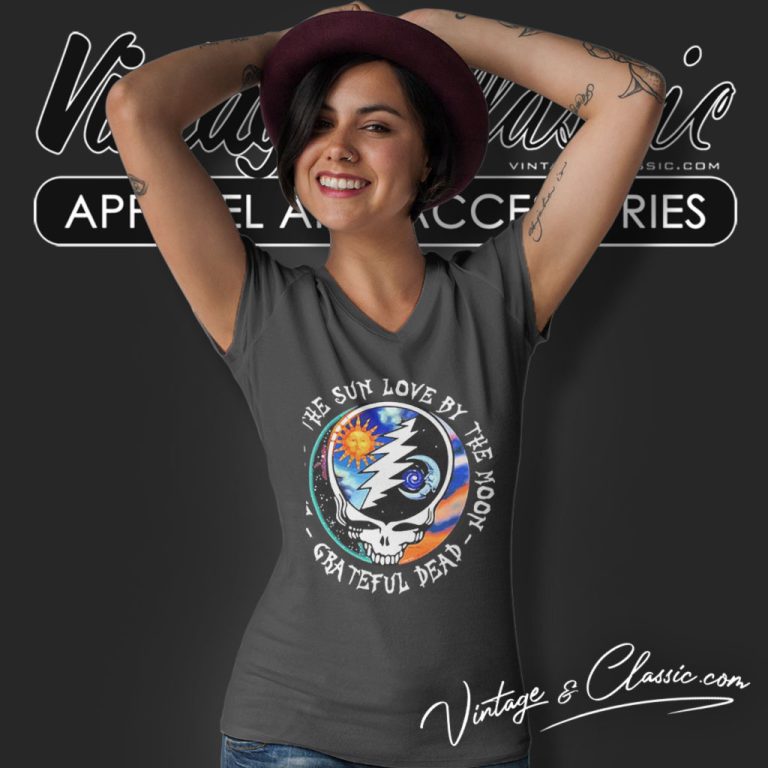 The Sun Love By The Moon Grateful Dead Skull V Neck TShirt The Sun Love By The Moon Grateful Dead Skull V Neck TShirt