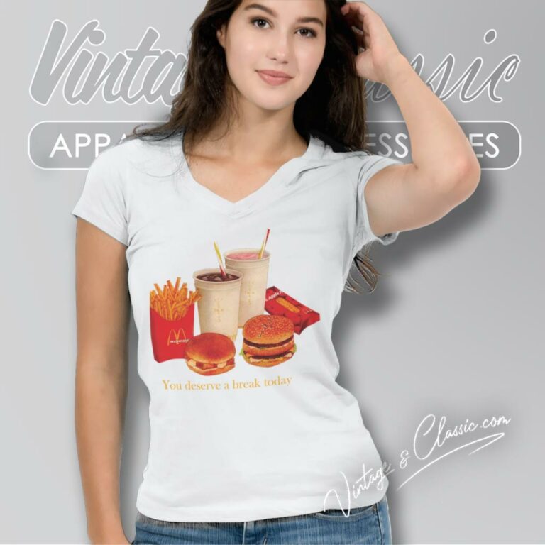 The Travis Scott X Mcdonalds Deserve A Break V Neck TShirt The Travis Scott X Mcdonalds Deserve A Break V Neck TShirt