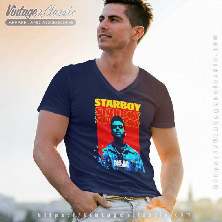 The Weeknd Starboy V Neck TShirt The Weeknd Starboy V Neck TShirt