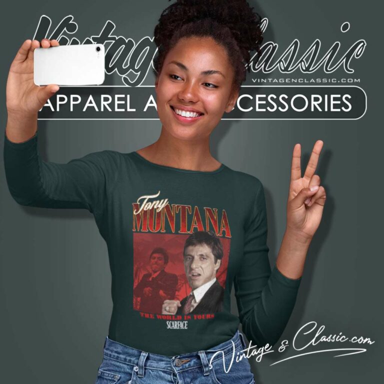 The World Is Your Scarface Tony Montana Long Sleeve Tee The World Is Your Scarface Tony Montana Long Sleeve Tee