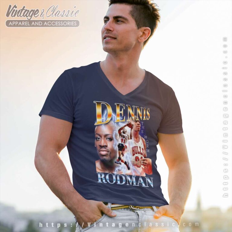 The Worm Dennis Rodman Chicago Bulls V Neck TShirt The Worm Dennis Rodman Chicago Bulls V Neck TShirt