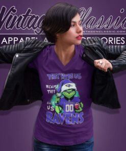 They Hate Us Because They Aint Us Grinch Baltimore Ravens Christmas V Neck TShirt