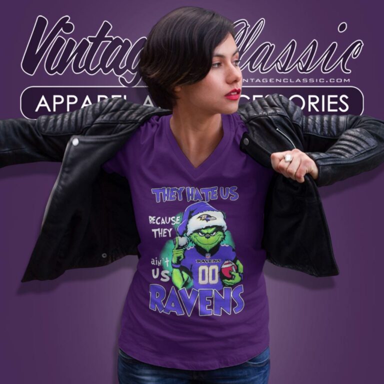 They Hate Us Because They Aint Us Grinch Baltimore Ravens Christmas V Neck TShirt They Hate Us Because They Aint Us Grinch Baltimore Ravens Christmas V Neck TShirt