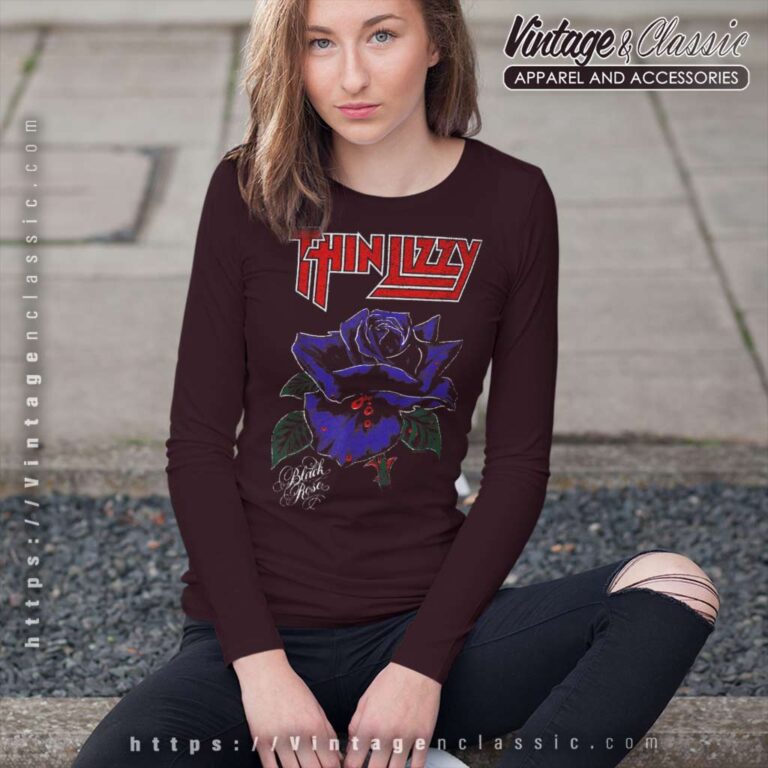 Thin Lizzy Shirt Album Black Rose Color Long Sleeve Tee Thin Lizzy Shirt Album Black Rose Color Long Sleeve Tee