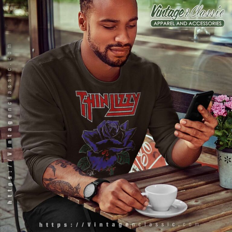 Thin Lizzy Shirt Album Black Rose Color Sweatshirt Thin Lizzy Shirt Album Black Rose Color Sweatshirt