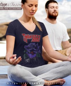 Thin Lizzy Shirt Album Black Rose Color V Neck TShirt