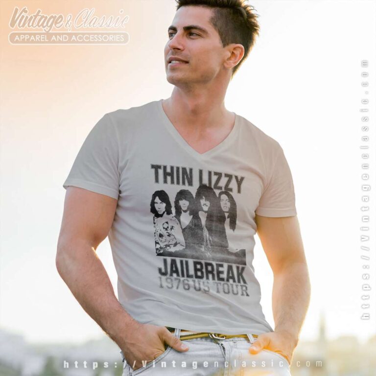 Thin Lizzy Shirt Album Jailbreak Us Tour V Neck TShirt Thin Lizzy Shirt Album Jailbreak Us Tour V Neck TShirt