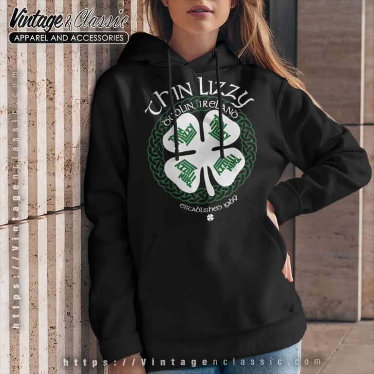 Thin Lizzy Shirt Celtic Shamrock Hoodie Thin Lizzy Shirt Celtic Shamrock Hoodie