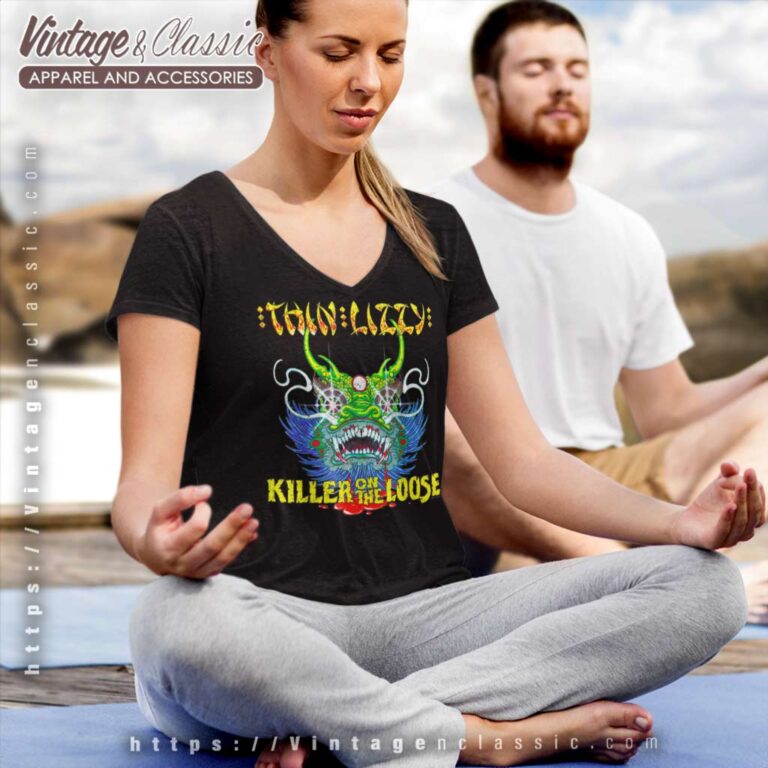Thin Lizzy Shirt Chinatown Killer On The Loose V Neck TShirt Thin Lizzy Shirt Chinatown Killer On The Loose V Neck TShirt