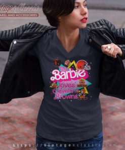 This Barbie Loves Nfl Cleveland Browns V Neck TShirt