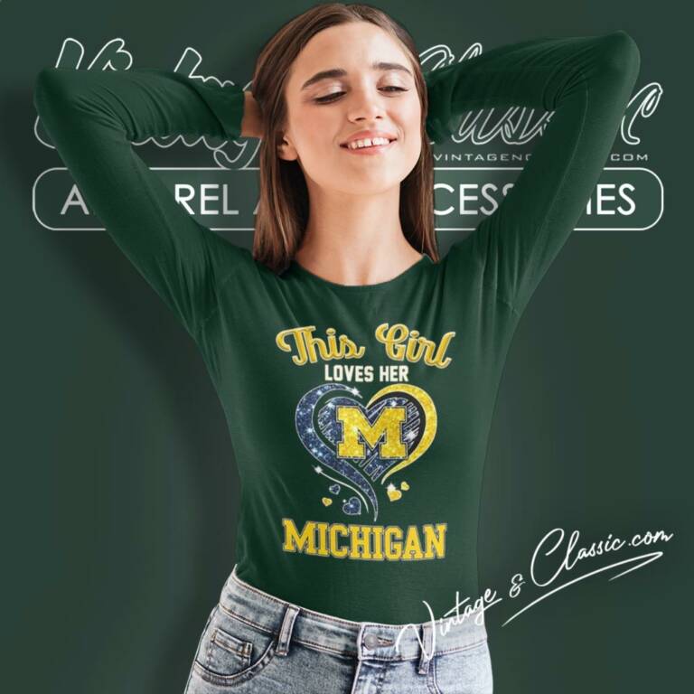 This Girl Loves Her Michigan Wolverines Diamond Heart 2024 Long Sleeve Tee This Girl Loves Her Michigan Wolverines Diamond Heart 2024 Long Sleeve Tee