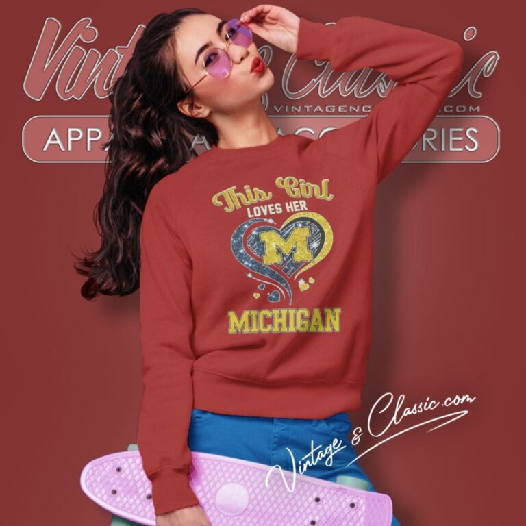 This Girl Loves Her Michigan Wolverines Diamond Heart 2024 Sweatshirt This Girl Loves Her Michigan Wolverines Diamond Heart 2024 Sweatshirt