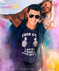 This Guy Loves Vodka Red Bull V Neck TShirt