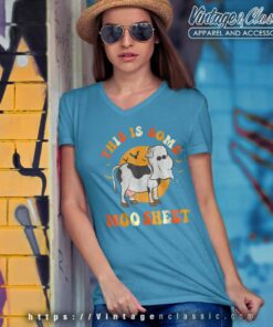 This Is Some Cow Moo Sheet Halloween Ghost Funny I Mean Boo V Neck TShirt