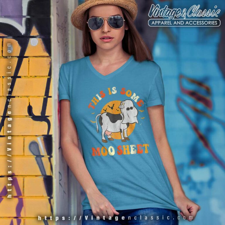 This Is Some Cow Moo Sheet Halloween Ghost Funny I Mean Boo V Neck TShirt This Is Some Cow Moo Sheet Halloween Ghost Funny I Mean Boo V Neck TShirt