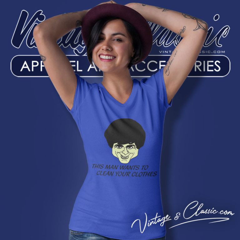 This Man Wants To Clean Your Clothes 1990s Vintage V Neck TShirt This Man Wants To Clean Your Clothes 1990s Vintage V Neck TShirt