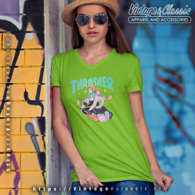 Thrasher Babes Skate V Neck TShirt Thrasher Babes Skate V Neck TShirt