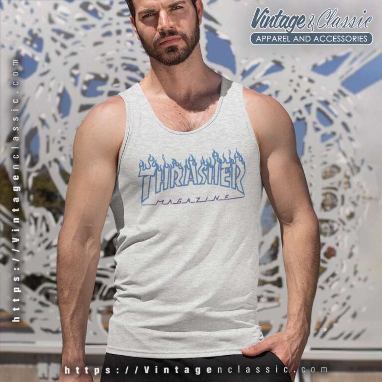 Thrasher Blue Flame Tank Top Racerback Thrasher Blue Flame Tank Top Racerback