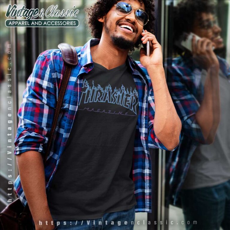 Thrasher Blue Flame V Neck TShirt Thrasher Blue Flame V Neck TShirt