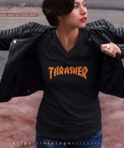 Thrasher Burn It Down V Neck TShirt
