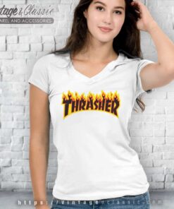 Thrasher Flame Big Logo V Neck TShirt