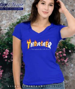 Thrasher Flame Mag V Neck TShirt