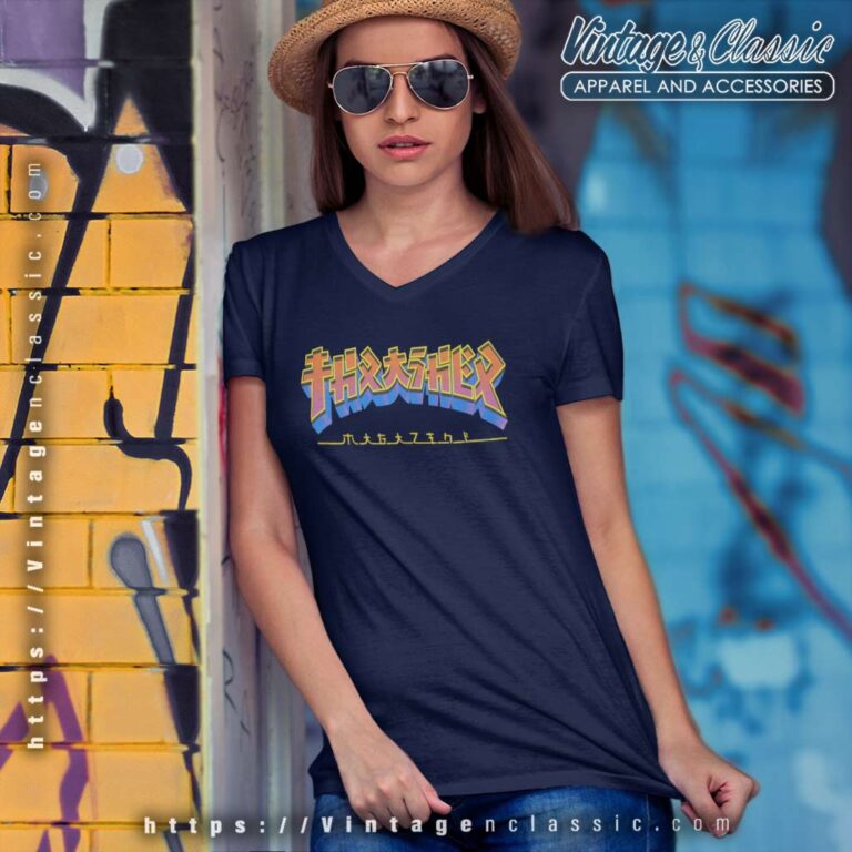 Thrasher Godzilla Burst V Neck TShirt Thrasher Godzilla Burst V Neck TShirt