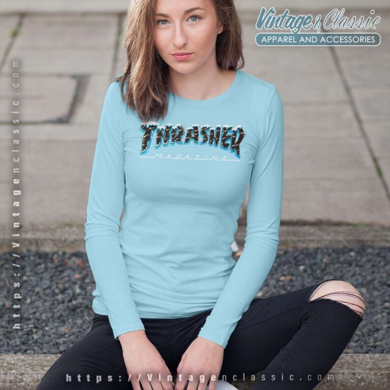 Thrasher Magazine Black Ice Long Sleeve Tee Thrasher Magazine Black Ice Long Sleeve Tee