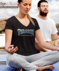 Thrasher Magazine Black Ice V Neck TShirt