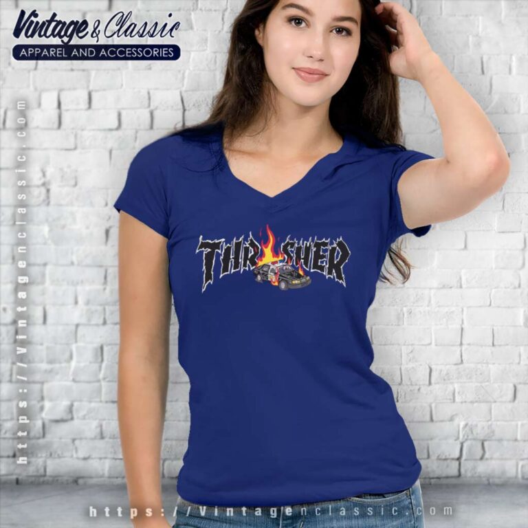 Thrasher Magazine Cop Car V Neck TShirt Thrasher Magazine Cop Car V Neck TShirt
