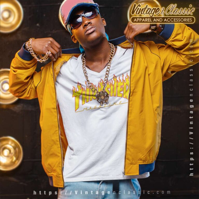 Thrasher Magazine Flame Logo V Neck TShirt Thrasher Magazine Flame Logo V Neck TShirt