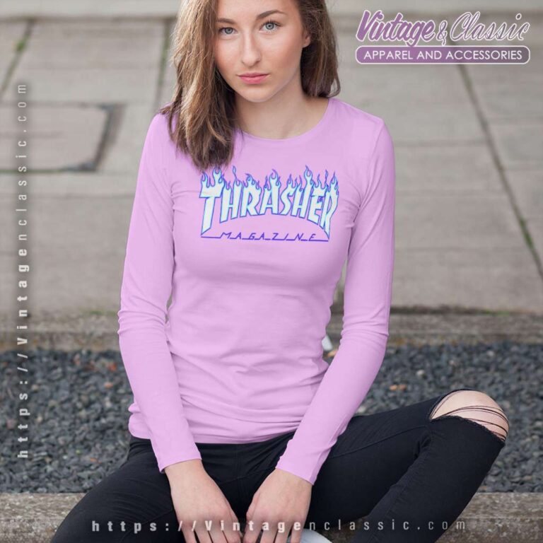 Thrasher Magazine Flame Purple Logo Long Sleeve Tee Thrasher Magazine Flame Purple Logo Long Sleeve Tee