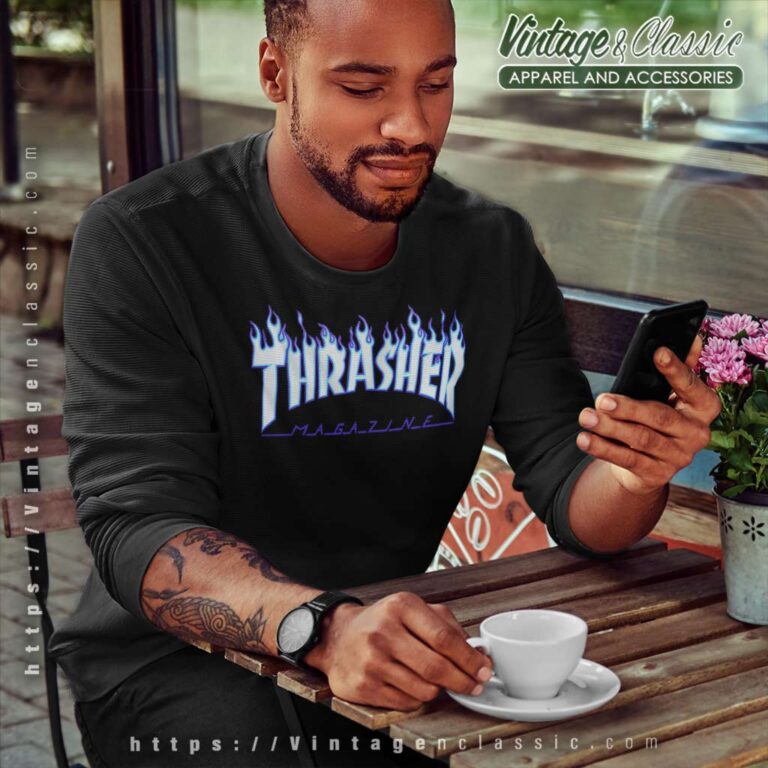 Thrasher Magazine Flame Purple Logo Sweatshirt Thrasher Magazine Flame Purple Logo Sweatshirt