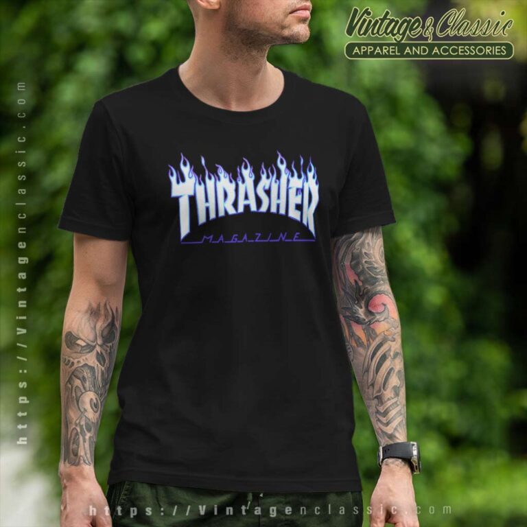 Thrasher Magazine Flame Purple Logo T Shirt Thrasher Magazine Flame Purple Logo T Shirt
