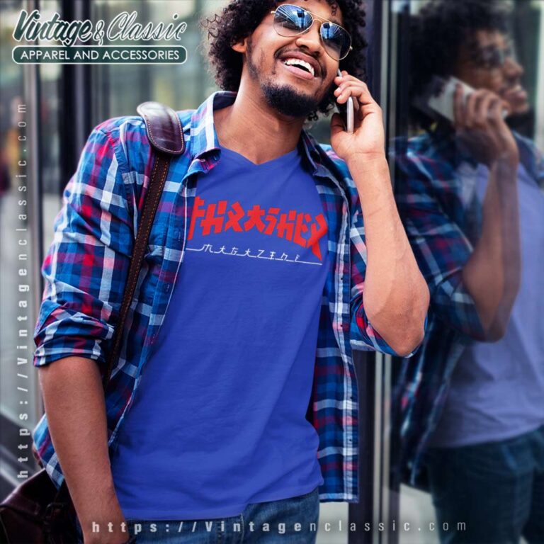 Thrasher Magazine Godzilla V Neck TShirt Thrasher Magazine Godzilla V Neck TShirt