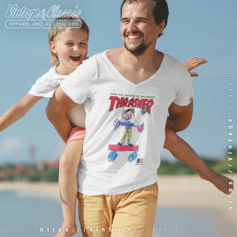 Thrasher Magazine Kid Cover V Neck TShirt Thrasher Magazine Kid Cover V Neck TShirt