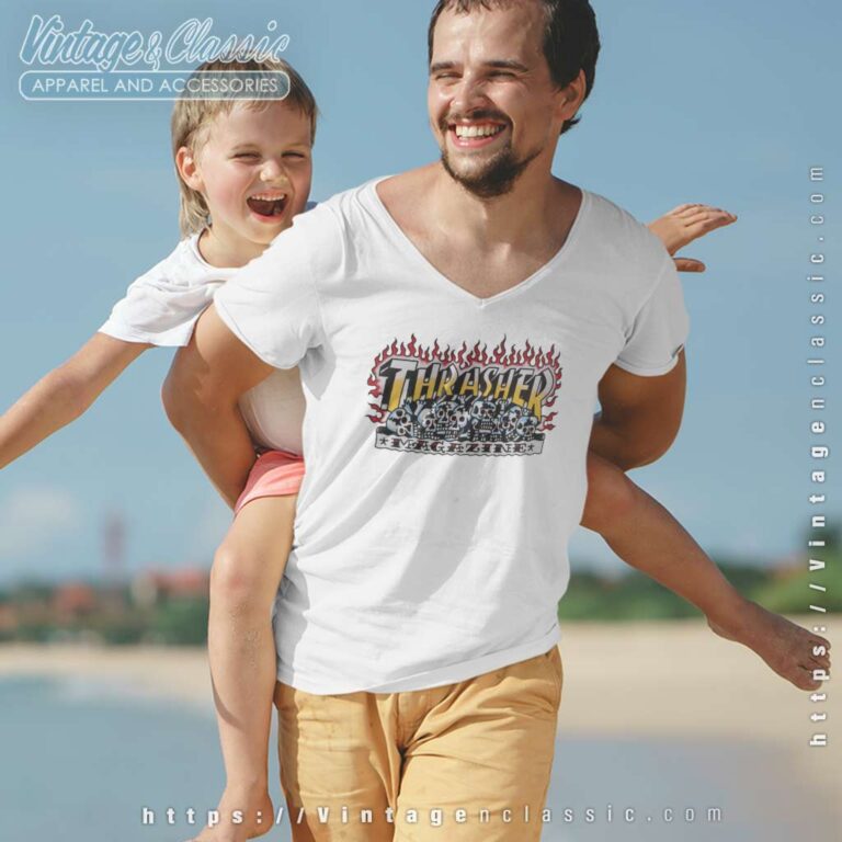 Thrasher Magazine Krak Skulls V Neck TShirt Thrasher Magazine Krak Skulls V Neck TShirt