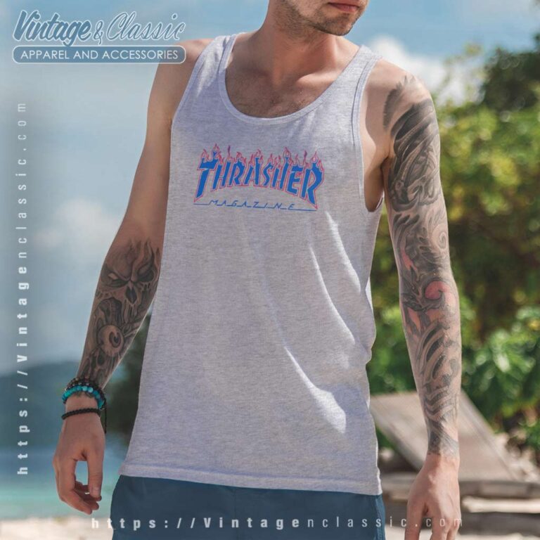Thrasher Magazine Patriot Flame Tank Top Racerback Thrasher Magazine Patriot Flame Tank Top Racerback