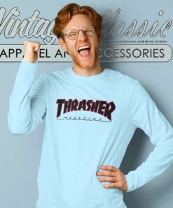 Thrasher Magazine Red Black Logo Long Sleeve Tee