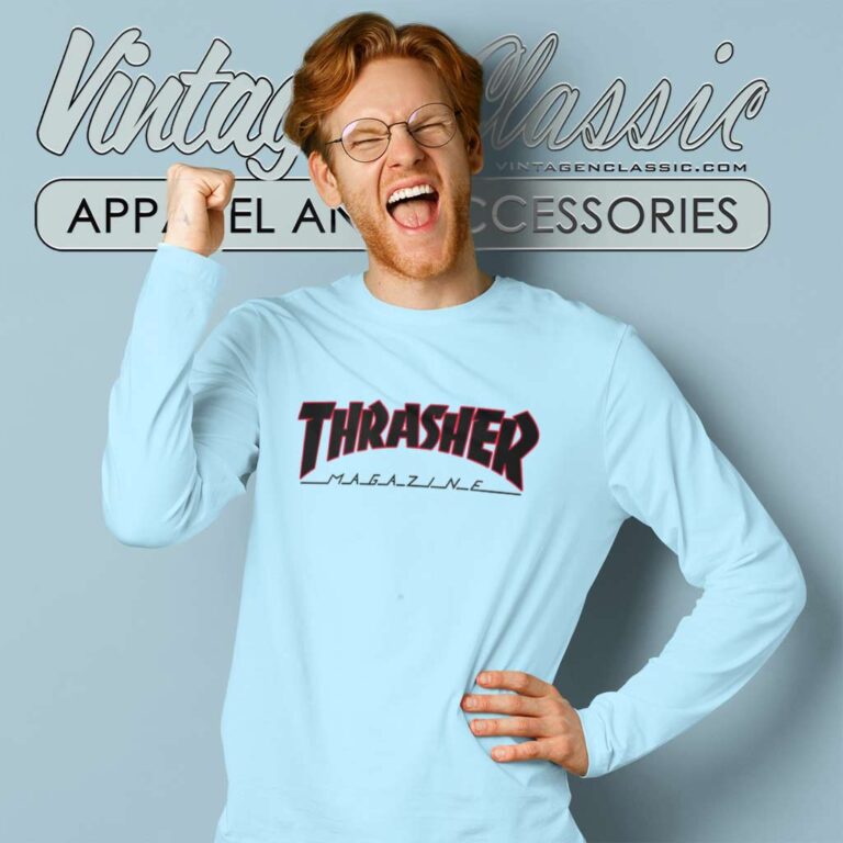 Thrasher Magazine Red Black Logo Long Sleeve Tee Thrasher Magazine Red Black Logo Long Sleeve Tee