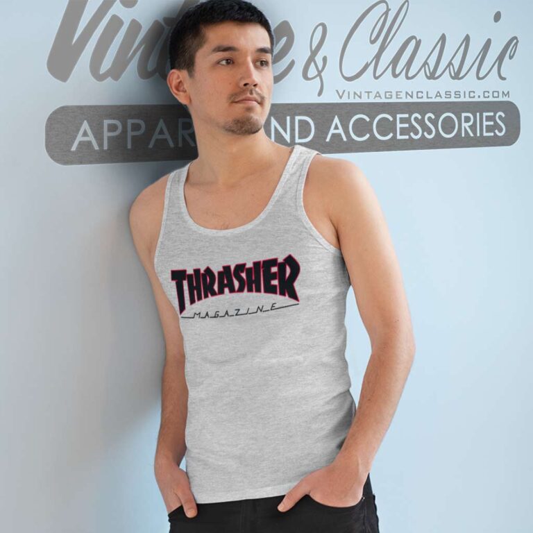 Thrasher Magazine Red Black Logo Tank Top Racerback Thrasher Magazine Red Black Logo Tank Top Racerback
