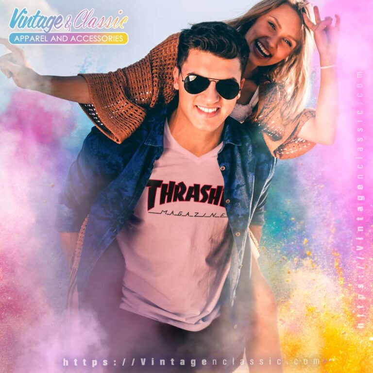 Thrasher Magazine Red Black Logo V Neck TShirt Thrasher Magazine Red Black Logo V Neck TShirt