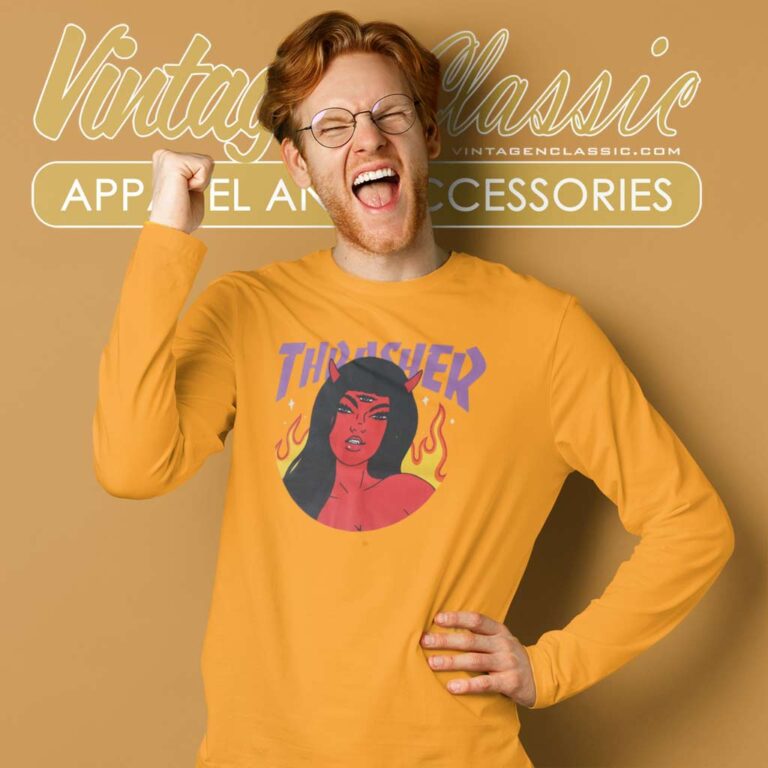 Thrasher Magazine Roja Logo Long Sleeve Tee Thrasher Magazine Roja Logo Long Sleeve Tee