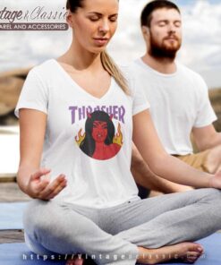 Thrasher Magazine Roja Logo V Neck TShirt