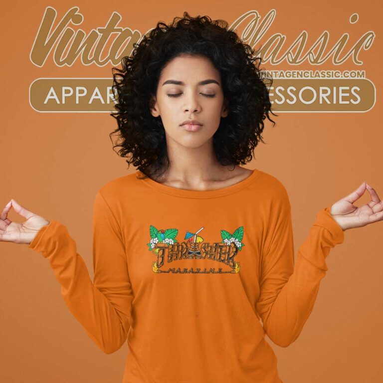 Thrasher Magazine Tiki Sand Tropical Long Sleeve Tee 1 Thrasher Magazine Tiki Sand Tropical Long Sleeve Tee 1