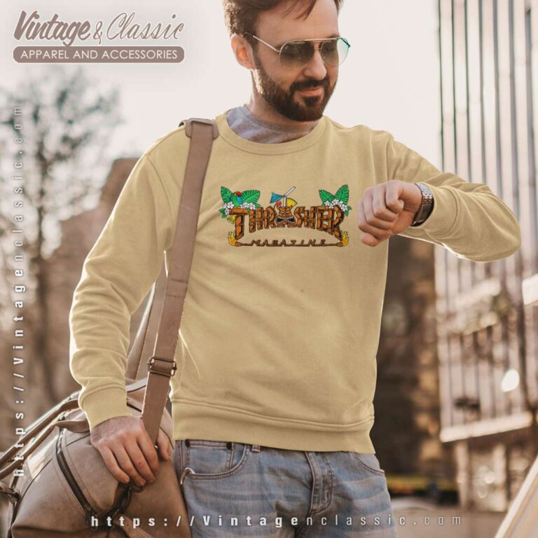 Thrasher Magazine Tiki Sand Tropical Sweatshirt 1 Thrasher Magazine Tiki Sand Tropical Sweatshirt 1