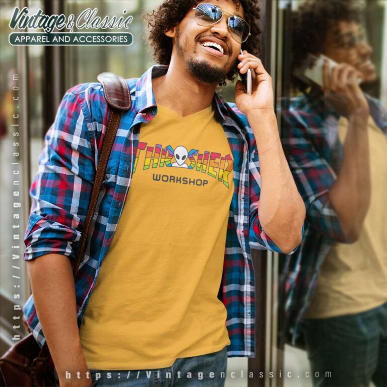 Thrasher Magazine X Aws Spectrum V Neck TShirt Thrasher Magazine X Aws Spectrum V Neck TShirt