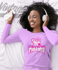 Thrasher Peppa Pig Flame Parody Long Sleeve Tee